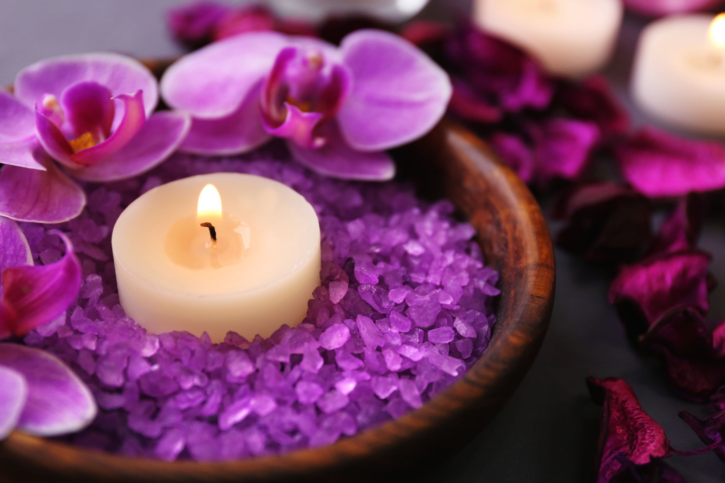 Beautiful Purple Spa Composition Close-up 